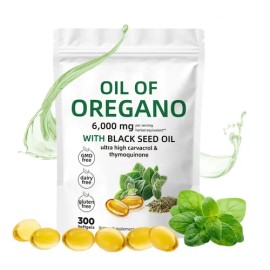 Cápsulas de Aceite de Orégano y Semilla Negra Solaura, Suplemento con Extracto Natural 2 en 1 para Metabolismo, 300 Unidades                          