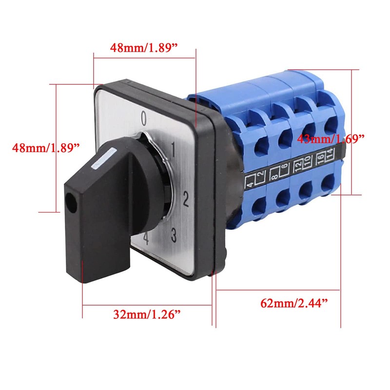 TOP-VIGOR Universal Rotary Cam Selector,Changeover Switch,Changeover Selector Switch LW26-20 380V