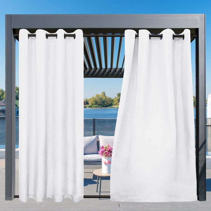 Easy-Going Outdoor Curtains Waterproof Windproof Weatherproof Curtain for Patio, Cabana,