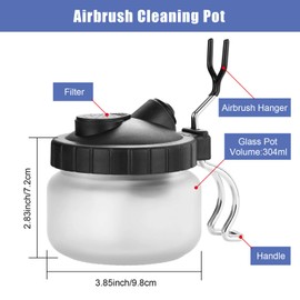 AGPTEK Airbrush Cleaning Kit, Glass Airbrush Cleaning Pot with Cleaning Needle, Airbrush Filters, Scraper Needle, Cleaning Needle and Tube Brushes