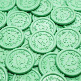 QINGNING Love Wreath Wax Seal Sticker 50Pcs Perfect for Wedding Invitations, Christmas, Gift Wrapping Wax Stickers for Envelopes Seal Stamp Stickers Cyan