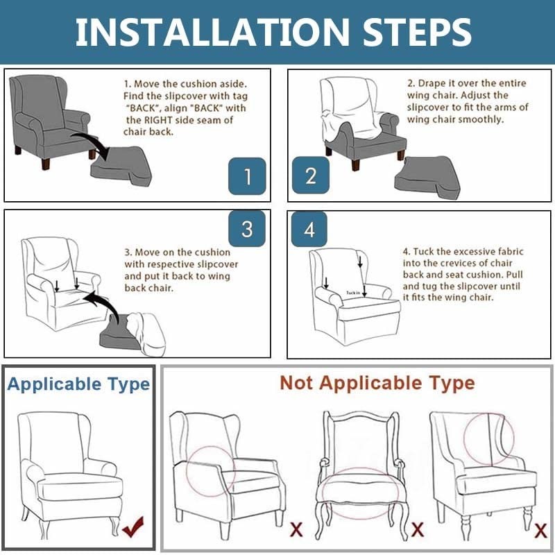 Printed Wing Chair Slipcovers 2 Piece Stretch Wingback Chair Cover