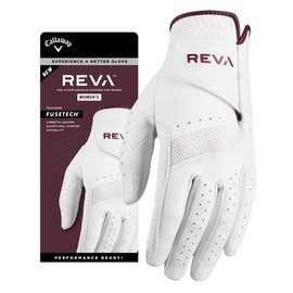 Callaway Golf REVA Women's Golf Glove (Worn on Right Hand, Medium/Large, White/Eggplant)