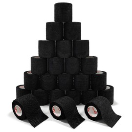CARBOU [24Pack 2" x5 Yards] Carbou-Self Adhesive Bandages Sports Wrap, Athletic Elastic Cohesive Bandage for Sports, Injuries, Treatments, and Recovery, First Aid Tape Vet Wrap for Cat, Dog Black