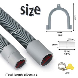 Drain Hose Extension for Washing Machines, Washing Machine Hose Extension, Dishwasher Extension Set, Drain Hose Extension Set, Includes Hose Connector and Hose Clamps