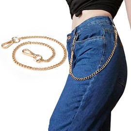 Stilvolle Edelstahl-Geldbörsen-Kette für Männer und Frauen, 53cm lang, mit Punk-Schlüsselanhänger. Ideal als Hose- oder Jean-Kette für Biker und Trucker (Gold)