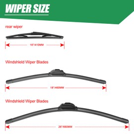 CXYUGUA Double Sided Rubber Strips windshield wipers, Replace for 2004 2005 2006 2007 2008 2009 Prius,Wiper Blades Replacement-26"/18"/16" (Set of 3) U/J HOOK,Will Last 2x As Long