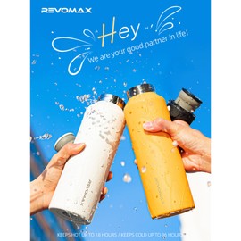 RevoMax 20oz Insulated Water Bottle, One-Hand Open Design, Vacuum Stainless Steel Water Bottles, Keep 36H Cold/18H Hot, Leakproof and BPA Free, Sports Flask for School,Travel, Gym