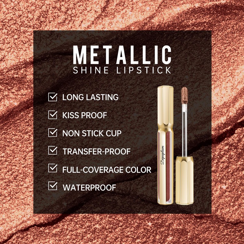 Depuplum Chocolate Lipsticks for Women Metallic Lipstick Long Lasting Non