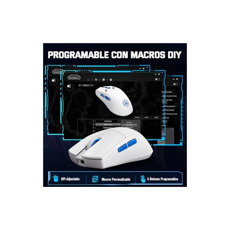 BLIZZARD Tribe Mouse Gaming Ultraligero de 49g, Mouse Inalámbrico con