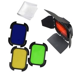 GODOX BD-07 BarnDoor con Rejilla de Panal Desmontable y 4 filtros de Color, Compatible con los Flashes de Cabezal Compacto AD200, AD200Pro y AD200 Pro II
