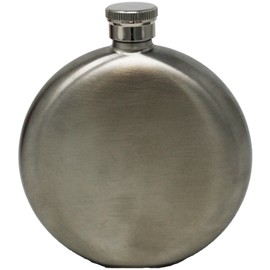 5 oz Discrete Round Pocket Alcohol Liquor Flask (Brushed Steel) Made from 304 (18/8) Food Grade Stainless Steel