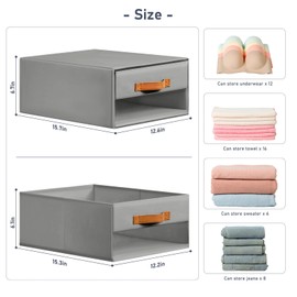 DIMJ DIMJ Closet Organizers and Storage - Fabric Bins with Drawers for Closet Foldable Clothes Organizers with Clear Window, Stackable Storage Drawers for Bedroom, Living Room, 4-Pack, Grey