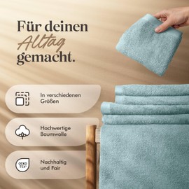 Homewell Towel Set - Soft and Absorbent, 100% Cotton, Oeko-Tex 100 Certified (5 Guest Towels 30 x 50 cm, Turquoise)