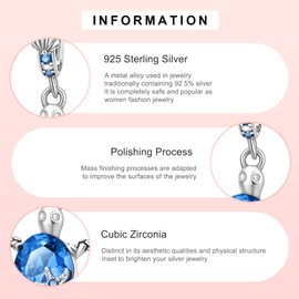 MITSOKU Charms Crystal Heel Sword Rat Butterfly Turtle Moon 925 Sterling Silver Pendant Beads for Bracelets and Necklaces Jewellery Gifts for Women, Sterling Silver, Cubic Zirconia