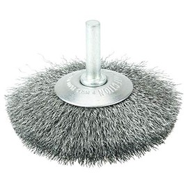 Weiler 17936 3" Stem-Mounted Concave Crimped Wire Wheel, .006" Stainless Steel Fill, 1/4" Stem, Made in The USA (Pack of 10)