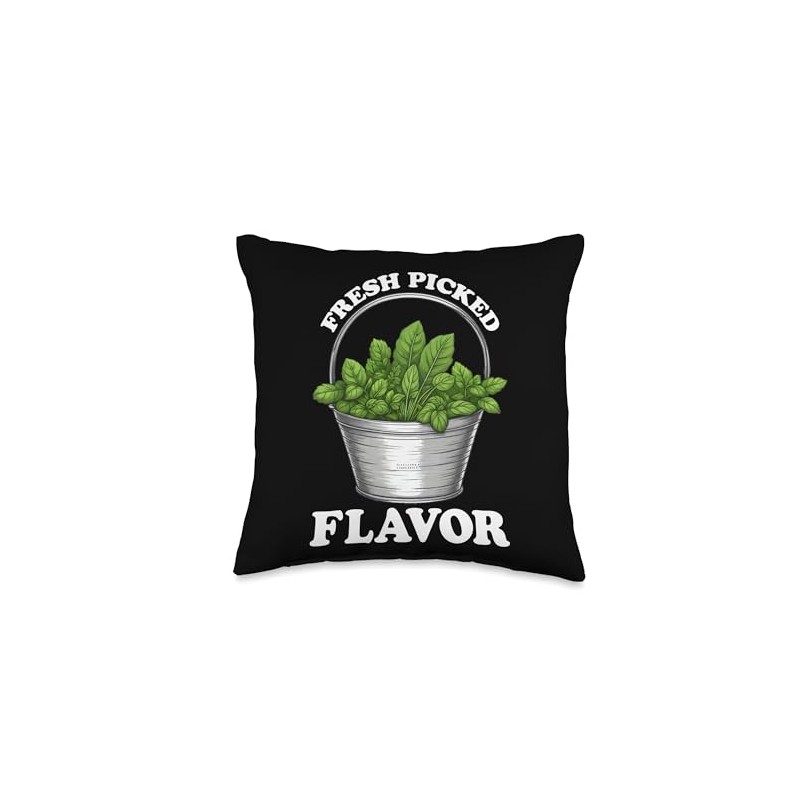 Fresh Picked Basil Bucket Throw Pillow