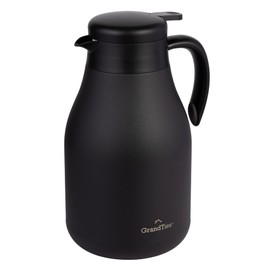 GrandTies 61oz Stainless Steel Thermal Coffee Carafe - Insulated Double Walled Vacuum Coffee Pot, Hot Water Dispenser - Thermal Bottle for Hot Drinks, 12 Hour Heat Retention (Midnight Black)