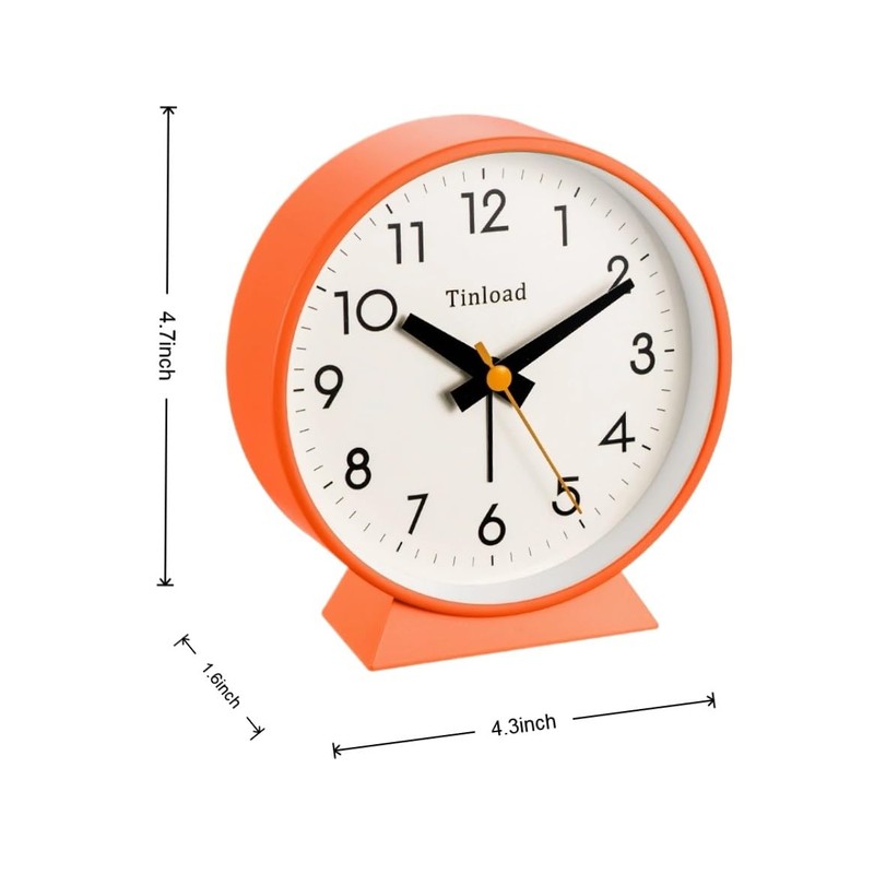 Tinload 4.5" Battery Operated Antique Retro Analog Alarm Clock, Small