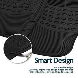 Zone Tech All Weather Rubber Semi Pattern Car Interior Floor Mats – 4-Piece Set Black Heavy Duty Car Interior Floor Mats