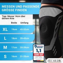 FIT MEDIC Professional Knee Support I (Test Winner) Knee Support with Gel Pad Supportive & Flexible I Unisex Meniscus Bandage for Knee Pain Ideal for Sports, Everyday Life & Rehabilitation I Knee Pads