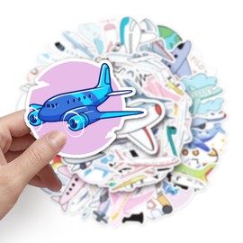 Cartoon Plane Stickers, Cartoon Tarpaulin Sticker Set, 50 Pieces, Cute Decoration for Car, Laptop, Skateboard, Bicycle, Moped, Motorcycle, Bicycle, Computer, Suitable for Adults and Children