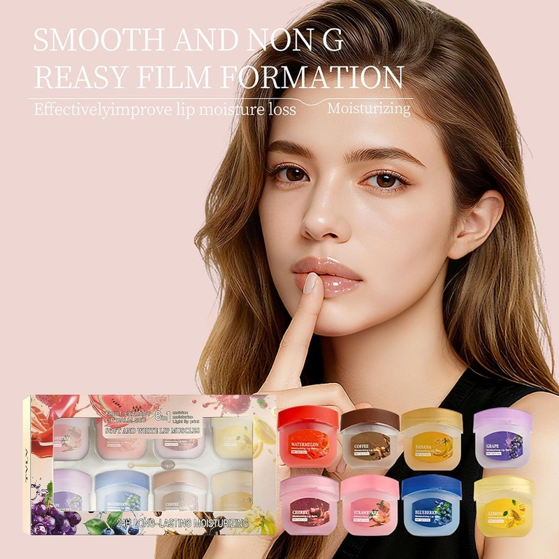 8PCS Mini Bálsamo de Labios y Máscara de Labios,Hidratante para