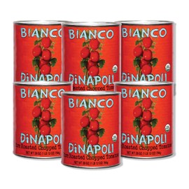 Bianco DiNapoli Organic Fire Roasted Chopped Tomatoes - Vine Ripened California Grown Tomatoes - Perfect for Flavorful Stews, Soups, Sauces, Italian & Mexican Dishes - Canned - 28 oz, 6 Pack