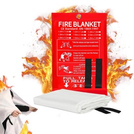 Fire Blanket, 1 m x 1 m Fire Blanket, Fibreglass Fire Blanket, Fire Blanket Kitchen, Fire Blanket Emergency, Flame Retardant and Heat Insulation, Used in Homes, Kitchens, Fireplaces, Cars