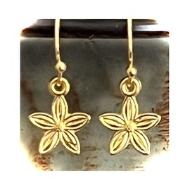 Little Gold Flower Dangle Earrings Nature. Jewelry Earrings for Women #3298FE360