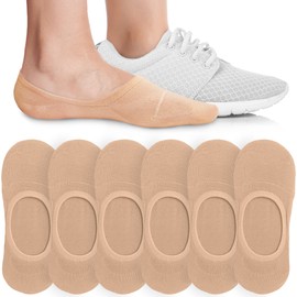 Eedor No Show Socks Womens Invisible Liner, Non Slip & Low Cut, Casual & Formal Wear, Soft & Stretchable, 3 Pairs Large Size 8-10, Beige Color