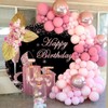 Yeele 7x7ft Happy Birthday Round Backdrop Cover Black and Pink