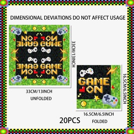 20PCS Pixel Birthday Decoration Pixel Party Napkins Cocktail Napkins for Birthday Game Fans Decors Miner Game Party Supplies