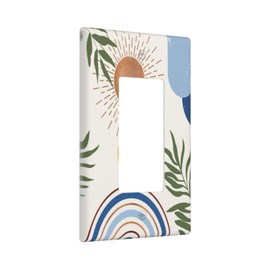 Lhdlnn Boho Mid Century Abstract Sun Light Switch Cover Plate Decorative 1 Gang Modern Wall Plate Single Rocker Switchpalte Electrical Faceplate for Home Bedroom Bathroom 4.5" x 2.76"