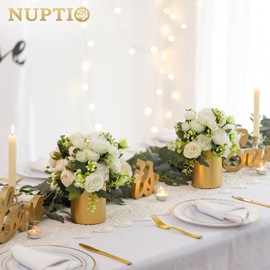NUPTIO Gold Flower Vases for Centerpieces: 2 Pcs 5.1 inch Small Metal Flowers Vase Stand Wedding Centerpieces for Tables Centerpiece Table Decorations