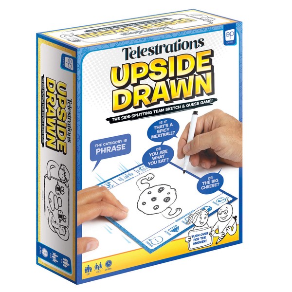 USAOPOLY Telestrations Upside Drawn | Family Board Game & Group Game | Partner Up & Draw Upside Down | Team Game from The Makers of Telestrations | Draw & Guess to Clues