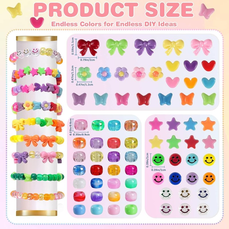1000 Pcs Pony Beads, 9 x 6 mm Colourful Kandi