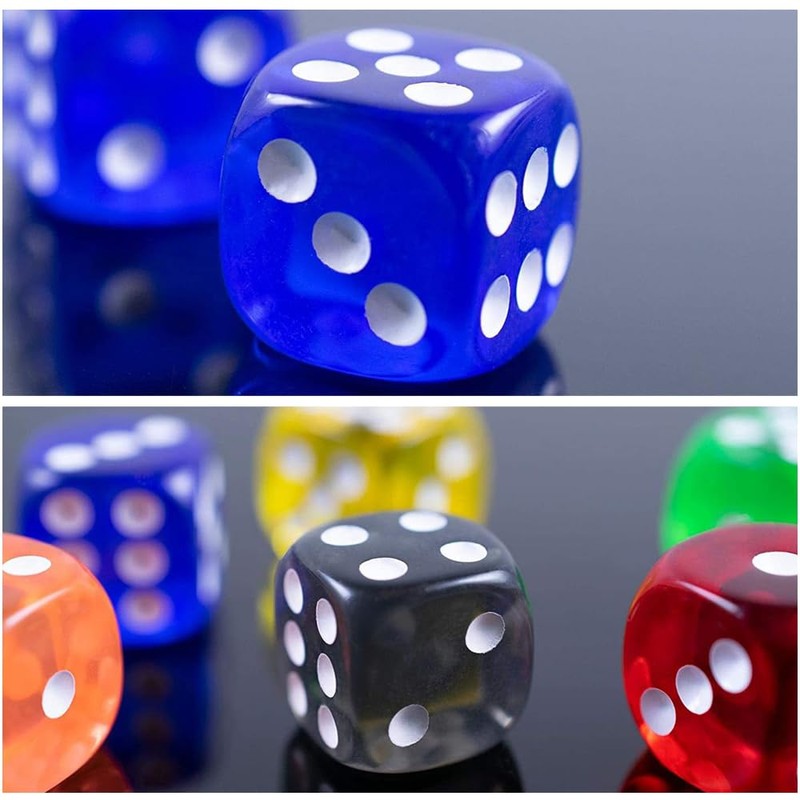 Mikankawa Translucent Acrylic Dice, 0.6 inch (16 mm), 8 Colors,