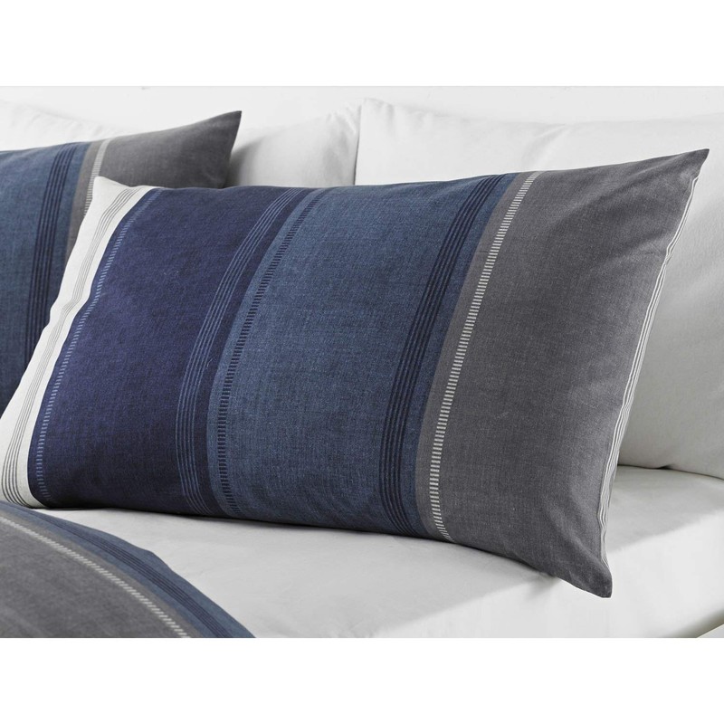 Fusion Betley Classic Wide Stripe Duvet Cover Set, Polyester-Cotton, Blue,