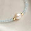 Gempires Aquamarine Gemstone Bracelet with Freshwater Pearl, Beaded Bracelet, Pearl
