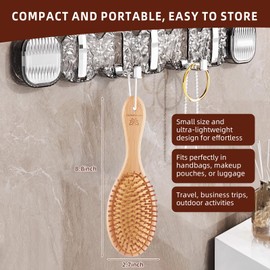 Bamboo Hair Brush-Detangling, Scalp Massage for Hair Growth, Wet/Dry Brush for Men, Women & Kids - for Thick, Curly, Thin, Long or Short - Paddle Wooden Hairbrush Perfect for Home, Travel & Salon Use