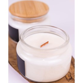 Orchard Peach Preserve Wooden Wick Candle | Hand-Poured Soy | Relaxing Scent | Long Lasting Burn | Thoughtful Gift Idea | 9 Oz (264g)
