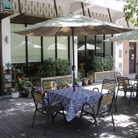 Melaluxe Spring/Summer Wrinkle-Free Waterproof Outdoor Tablecloth with Umbrella Hole and Zipper,60-Inch-by-84 Rectangle, Grey, Seats 6 to 8 People