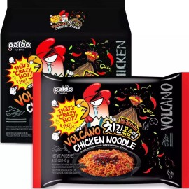Paldo Volcano Hot & Spicy Curry Instant Chicken Noodle 4.93 oz x 4 Packs