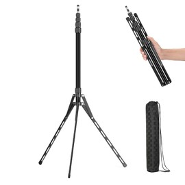 Travel Light Stand 86.6in / 2.2m Carbon Fiber Sturdy Light Weight Portable Tripod Light Stand with Carry Bag for Photography Outdoor Shooting Speedlight Reflector Ring Light (Black-Aluminum Alloy)