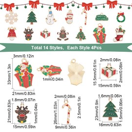 SUNNYCLUE 1 Box 56Pcs 16 Styles Christmas Charms Bulk Winter Snowflake Snowman Tree Candy Cane Gingerbread Man Enamel Charms for Jewelry Making Charms Findings DIY Necklace Earring Adults Craft
