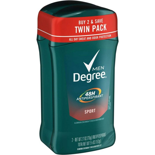 Degree Men, Invisible Solid Deodorant, Sport, Twin Pack, 2.7 Ounce, Pack of 2