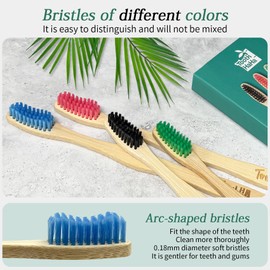Tooth HaHa Bamboo Toothbrushes, Medium Bristles BPA-Free Bristles Toothbrushes for Adults - Eco-Friendly, Natural Wooden Toothbrush 4 Pack