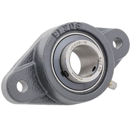 UCFL206-19 - 2-Bolt Flange-Mount Ball Bearing Unit, Insert Bearing UC206-19, Cast Iron Housing FL206, Bore 1.1875", Set Screw Locking, Contact with Flinger Seal, Bolt Hole Size 11.5mm