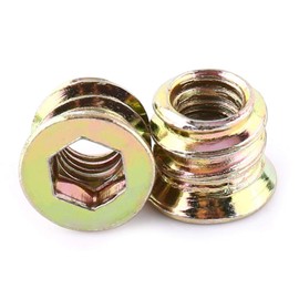 20Pcs M6x10mm Wood Insert Zinc Alloy Furniture Hex Drive Nut Threaded Insert Nuts Assortment for Wood Furniture Zinc Alloy Furniture